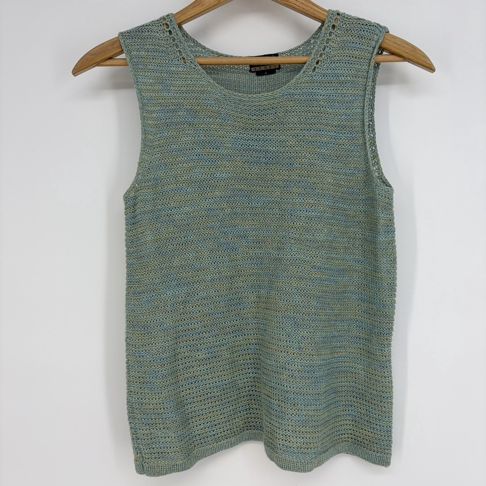 Sigrid Olsen Sport Sweater S Linen Blend Striped Knit Tank‎ Top Coastal Cottage